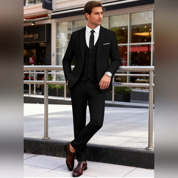 Men’s Black 3 Piece Suit | Formal Wedding Business Suit | Size L - Picture 4 of 4